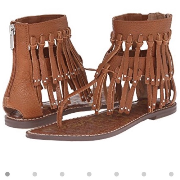 Sam Edelman “Griffen” Leather Brown fringe gladiator sandals 7.5M NWT - Picture 9 of 14